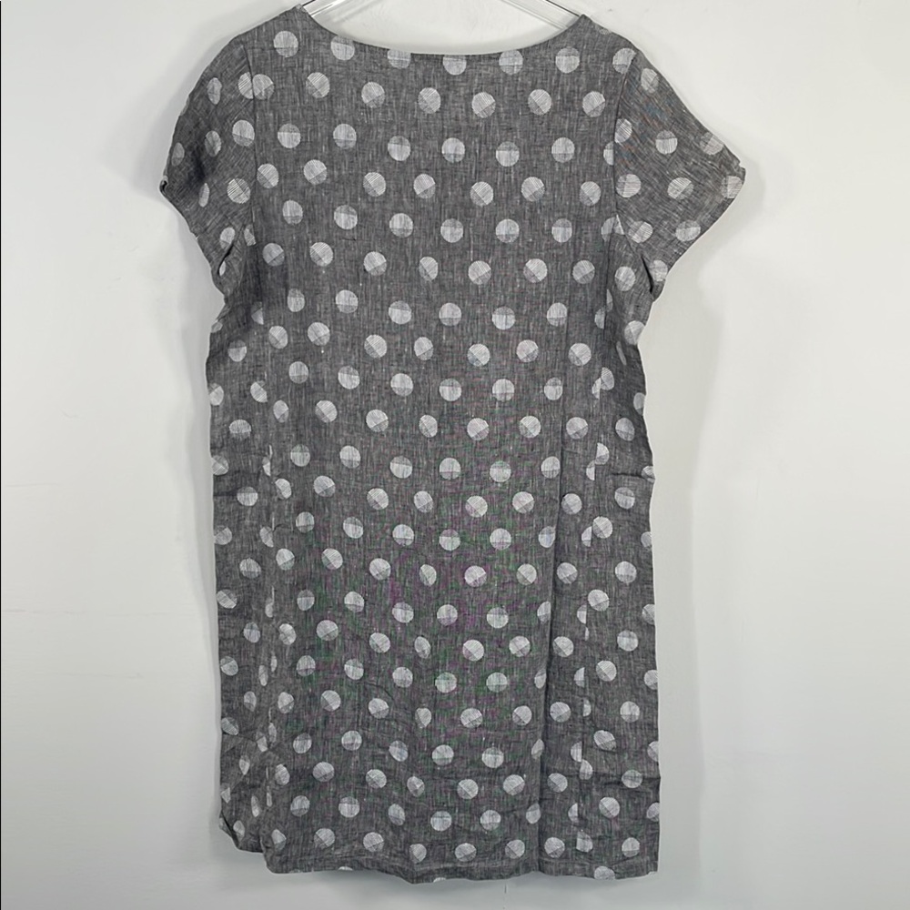 Habitat 100% Linen Gray and White Polka Dot Linen Shift Mini Dress Sz‎ M - Picture 10 of 10